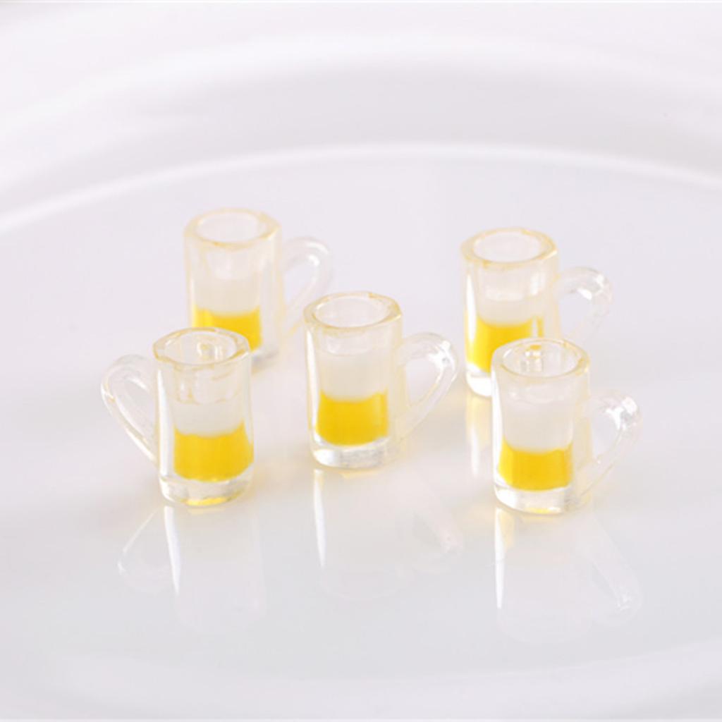 10 Pieces Simulated Wine Cup Resin Accessories Miniature Beer Glass Dollhouse Mug Models Fairy Garden Doll House Decor