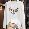 (Asian Size) Style Trend Lovely Christmas New Year Graphic Tee Print T Shirt Women Autumn Winter Casual Fashion Top Clothing Long Sleeve T-shirts