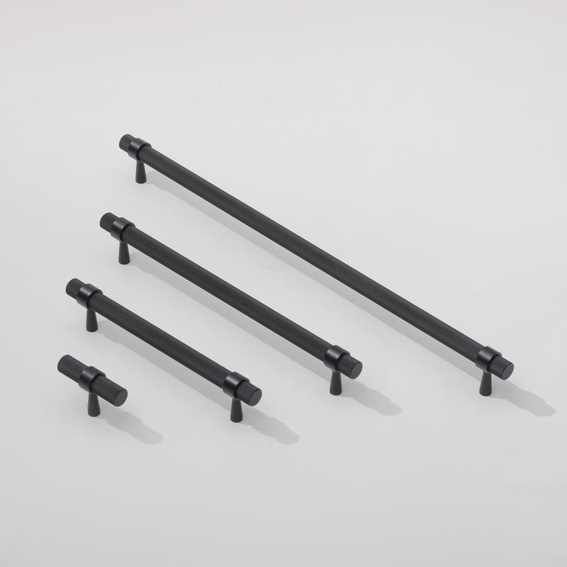 Antique Black Nickel Solid Brass Knurled T-Bar Handles Knobs for Furniture Cabinets Kitchens Drawers Wardrobes Dressers Bedroom