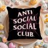 A-Anti Social Social Club Cushion Cover Plush Fabric Soft Double-Sided Printed Sofa Pillow Case Colorfast Home Decor Gift