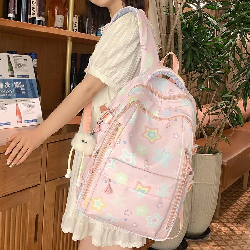 Schoolbag Children Elementary School Girls High Value Ins Large Capacity High School Printed Backpack