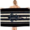 Vintage Nautischer Anker Gestreiftes Strandtuch Schnelltrocknend Sandfrei Übergroßes Badetuch für Pool Reisen Sommerurlaub