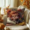 2D Flat- Cute Cartoon Pippi Longstocking Style Girl Throw Pillow Cover Cozy Home Decor Cushion Case for Bedroom Living Room Sofa
