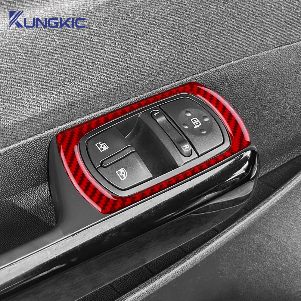 For Opel Corsa D 2007 2008 2009 2010 2011 2012 2013 2014 LHD RHD Real Soft Carbon Fiber Car Window Lift Button Frame Sticker