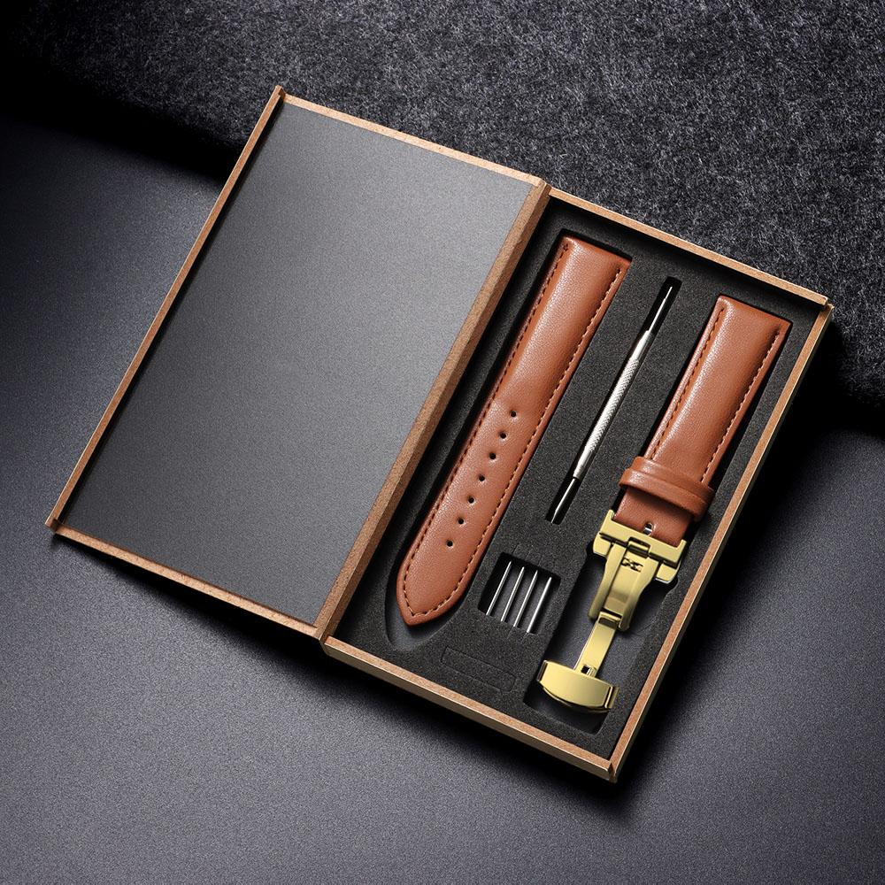14mm 16mm 18mm 20mm 22mm 24mm Genuine Leather Watchband Watch Strap Butterfly Buckle for Men Women Business with Box Wrist Belt