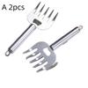1/2 Pièces Coupe-Viande en Acier Inoxydable Protecteur de Doigt Fourchette à Viande de Cuisine Manche en Bois Manche Long Griffes Outil de Grillade Barbecue
