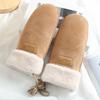Winter Women Keep Warm Thickened Fleece Suede Halter Gloves Cute Lovely Sweety Cold Protection Mittens