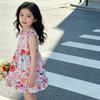 Children's Cotton Silk Skirt Summer Thin Girls Floral Flying Sleeve Dress Lady Treasure Princess Western Style