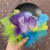 50Pcs Big Head Boy Flat Turkey Feather Color Diy Feather Jewelry Handicraft Accessories Clothing Accessories