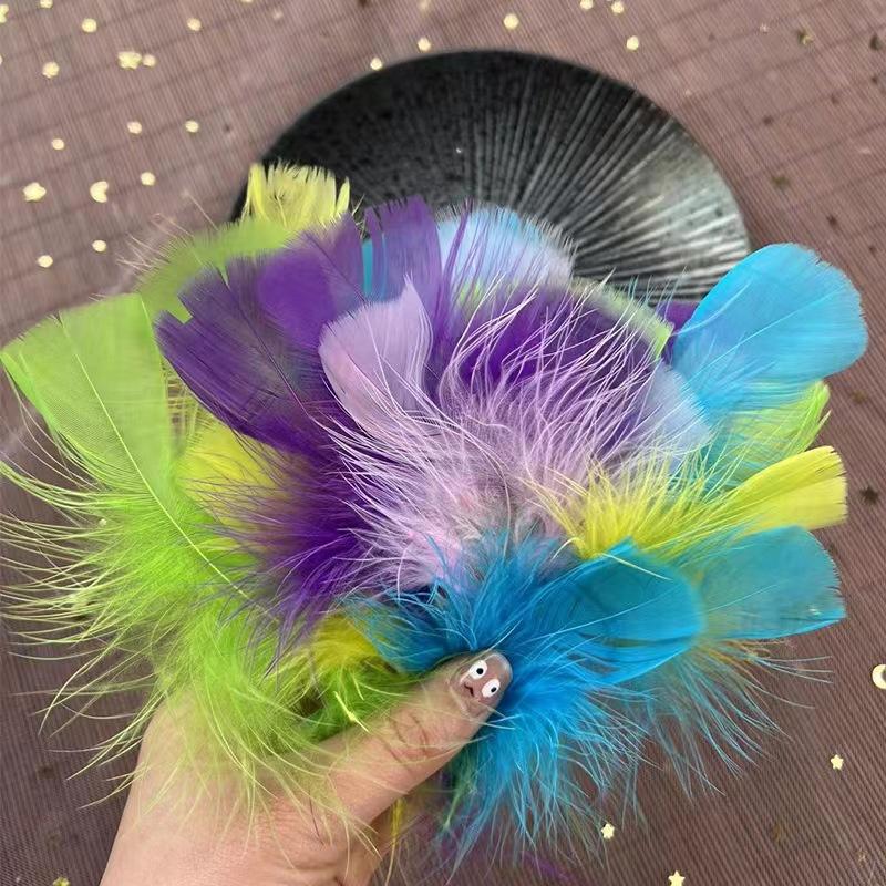 50Pcs Big Head Boy Flat Turkey Feather Color Diy Feather Jewelry Handicraft Accessories Clothing Accessories