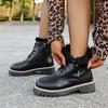 British Style Women's Large Size Padded Thickened Winter Warm Fur One Snow Boots Padded Lining Ankle Boots Non-slip Hiking Sports Martin Boots