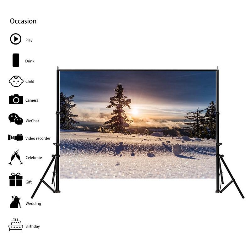 Winter Nature Landscape Photography Background Snow Mountain Forest Studio Photo Backdrops Christmas Theme Living Room Wall Hanging Tapestry Decor