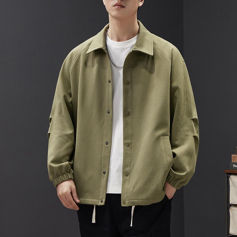 Spring New Jacket Men's Korean Style Casual Fashion Handsome Versatile American Twill Retro Lapel Jacket