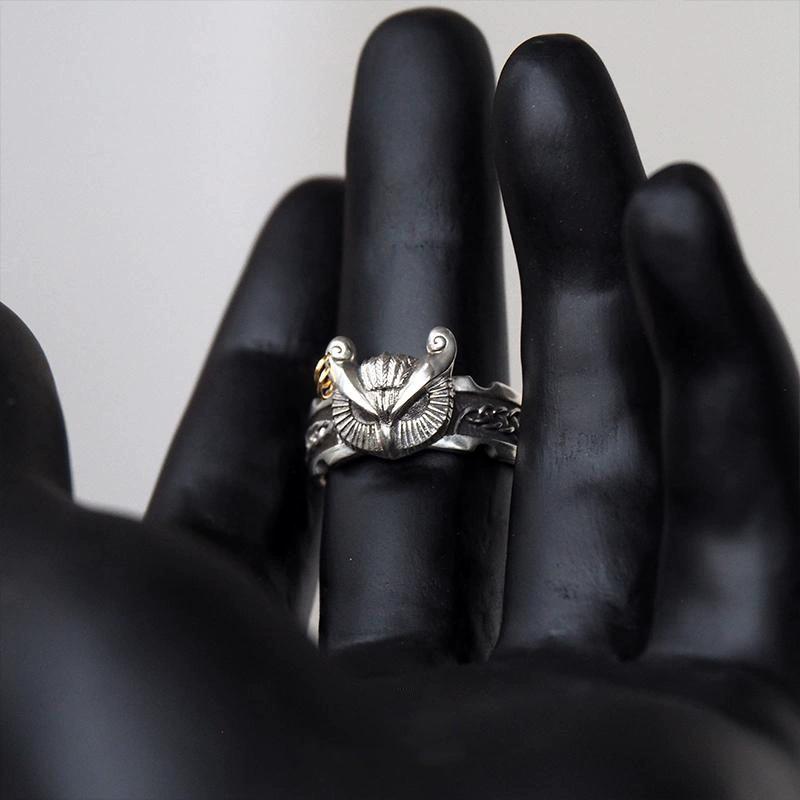 Vintage Thai Silver Animal Owl Finger Rings For Men Women Punk Fashion New Jewelry Couple Gift Party anillos mujer