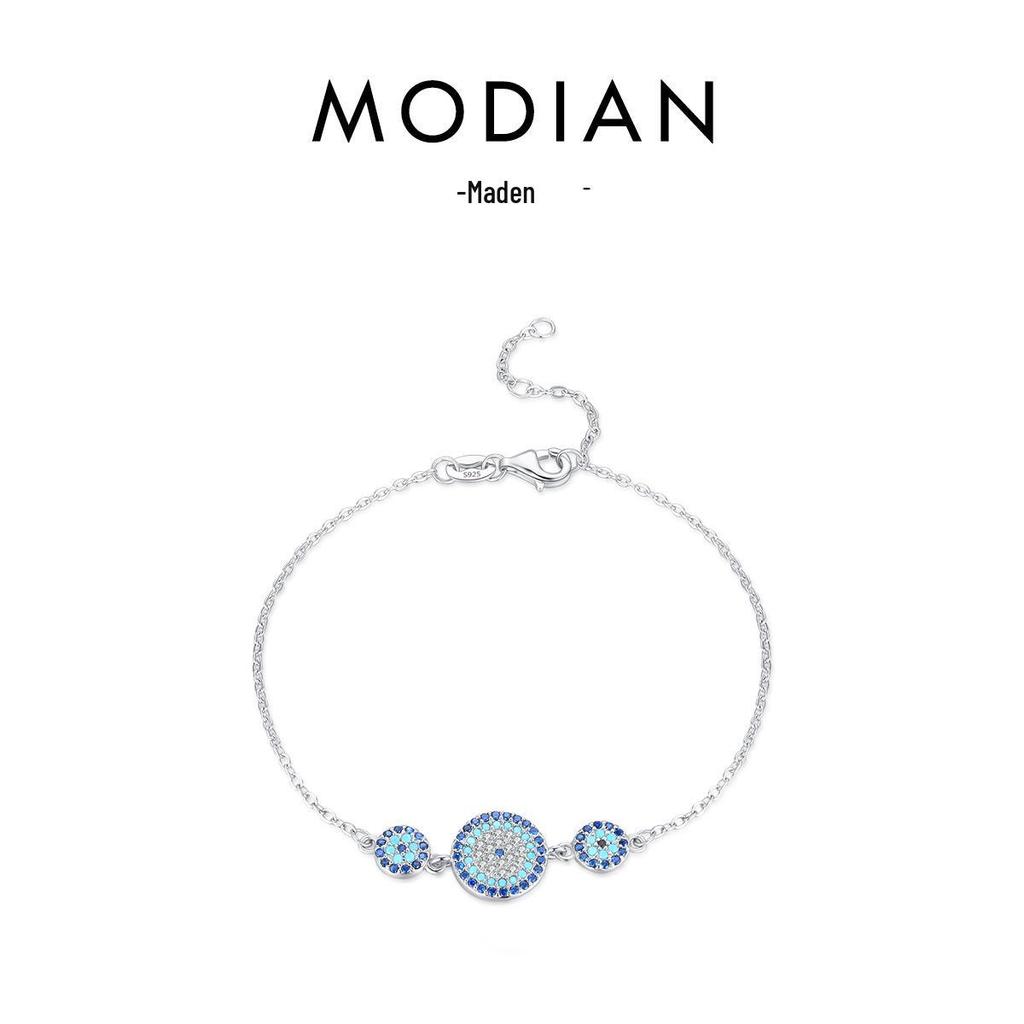 Modian S925 Sterling Silver Devil's Eye Diamond Bracelet for Women - Light Luxury European American Style.