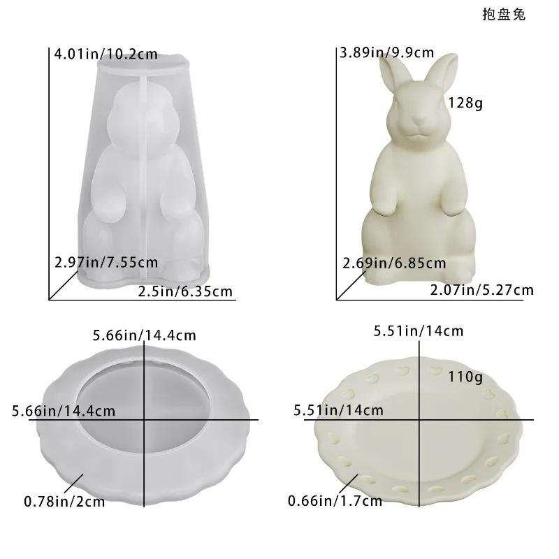 2026 Latest Models DIY Rabbit-shaped Resin Mold for Display, Rabbit Storage Tray Plaster Silicone Mold