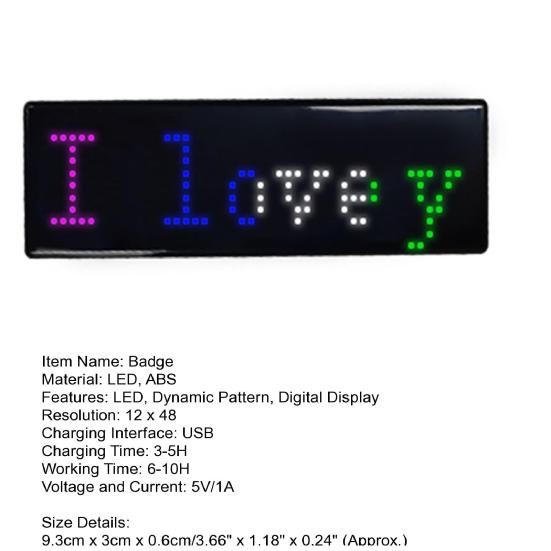 Abzeichen-Beleuchtung, Mini-Farben, Beleuchtung, leicht, unterstützt APP, mehrere Sprachen, zart, völlig neue Bluetooth-kompatible LED