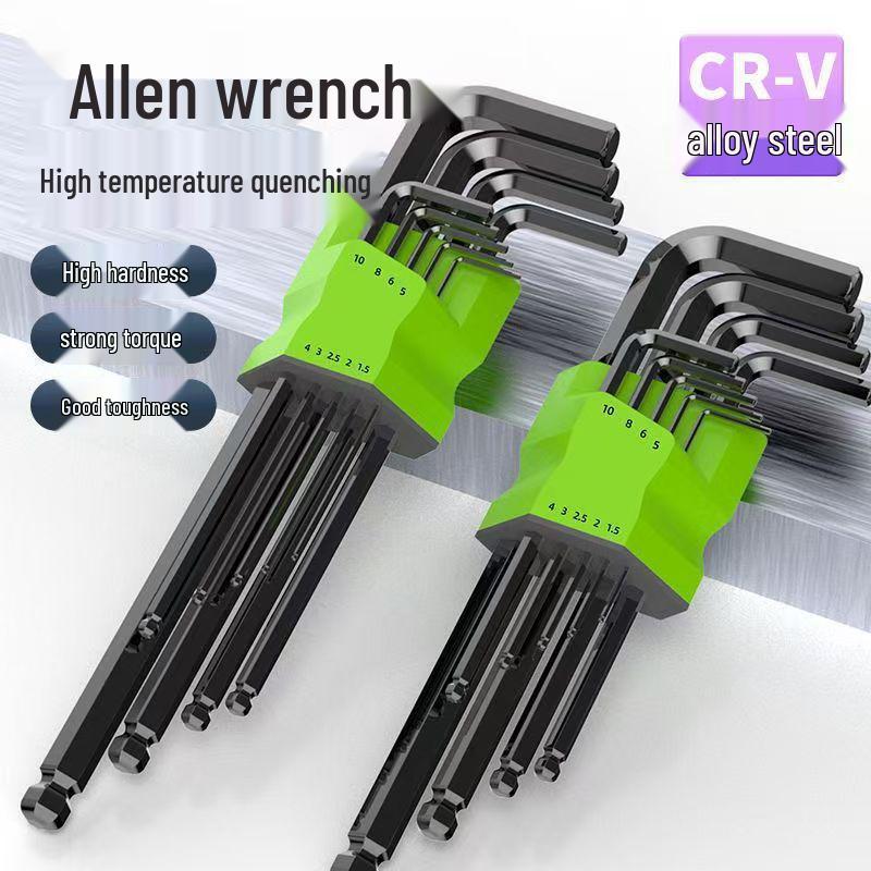 German Hexagonal High-Hardness 9-Piece Allen Wrench and Screwdriver Set