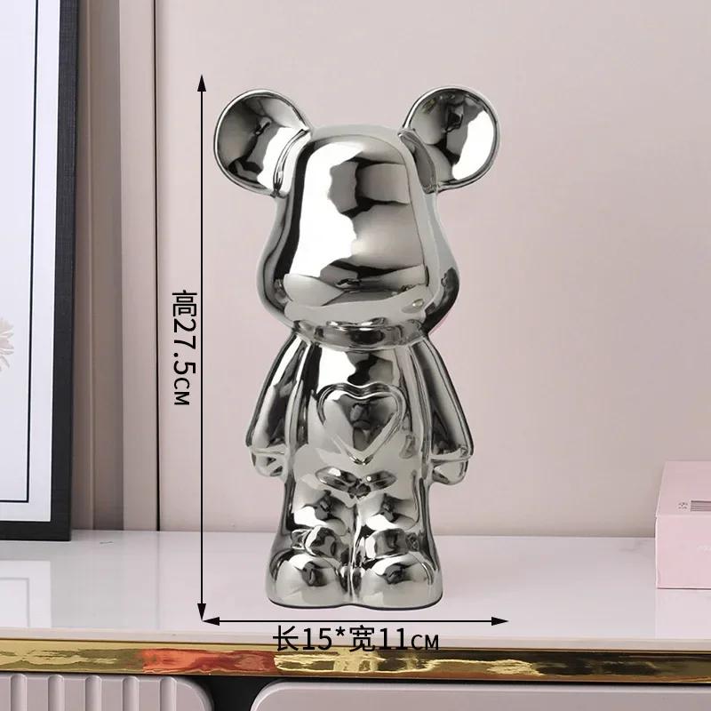 Aesthetic Bear Figure Ceramics Plating Violent Bear Statue Figurine Sculpture Luxury Living Room Decoration Desk Accessories 18cm