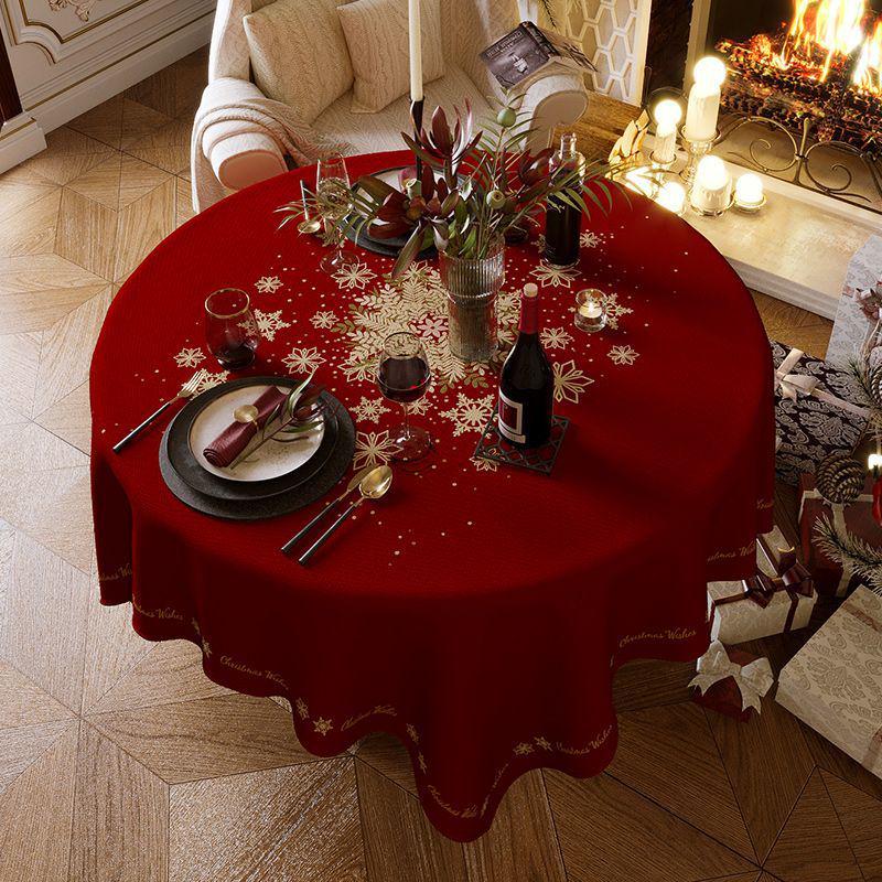 Hochwertige Weihnachts- und Neujahrs-Rundtischdecke für Ess- und Kaffeetische