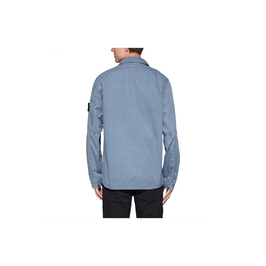 Stone Island FW21 Washed Double Pocket Label Solid Jacket Men Jacket Fog-Blue 7515113WN-V0146