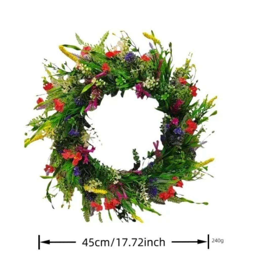 45cm Künstlicher Wildblumen Türkranz Bunter Wildblumen Stil Dekorative Girlande Mehrzweck Heimdeko Kranz Frühling Sommer