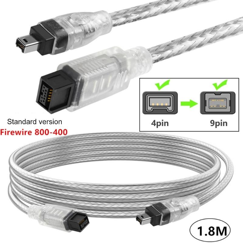 IEEE 1394 Firewire 800 to Firewire 400 Cable 9Pin Male to 4Pin Male Data Connector For Cameras Industrial Equipment