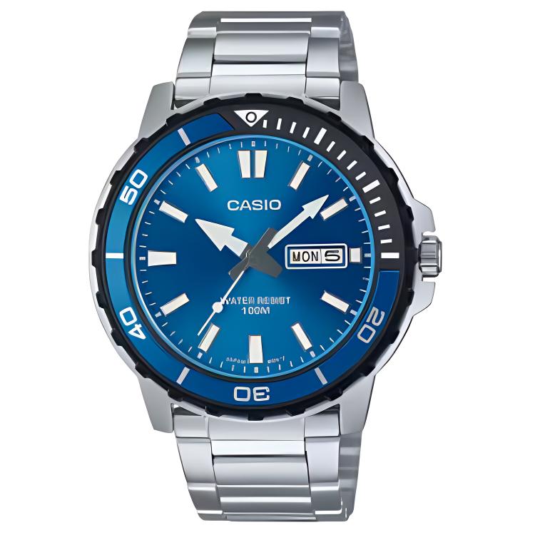 CASIO Quartz Movement Stainless Steel Strap Watch Men s Watches Blue Dial MTD-125D-2A1V Blue Dial