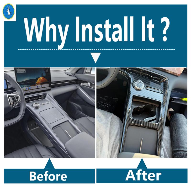 Carbon Fiber Look Stalls Gear Shift Box Frame Cover Trim Fit For GEELY GALAXY E5 / EX5 2024 2025 ABS Accessories