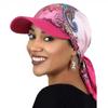 New Satin Paisley Print Hat with Brim Strapped Design Headscarf Hat Soft Breathable Sun Hats Women Fashion