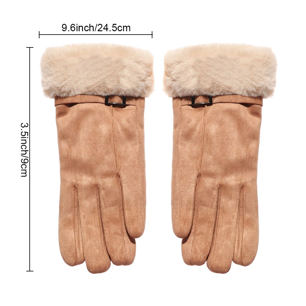 Winter Plus Velvet Candy Color Windproof Faux Fur Gloves Ski Driving Gloves Cashmere Mittens Touch Screen