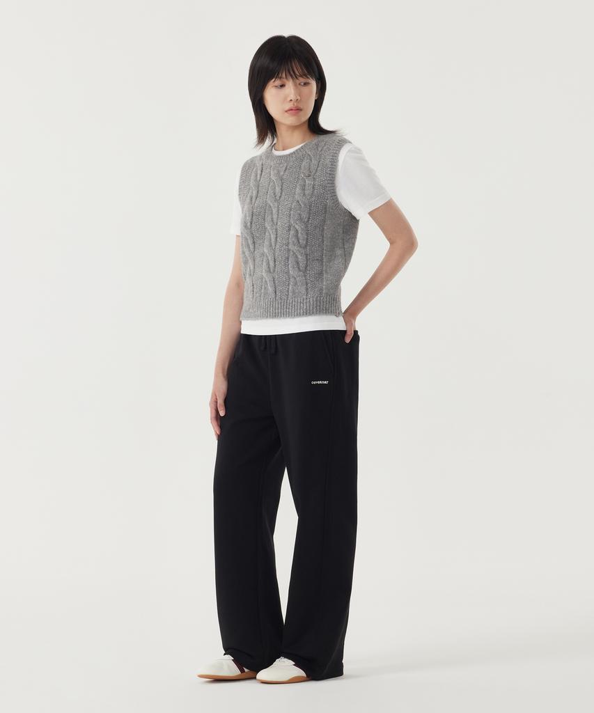 COVERNAT WOMAN Cable Knit Vest Melange Gray