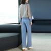 Maglione lavorato a maglia autunnale, pantaloni a gamba larga, completo da donna, taglie forti, autunno e inverno, moda casual, abiti autunnali