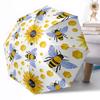 Vintage Bee Circular Art Pattern Outdoor Automatic Umbrella Retractable Design with 8-Rib Durability Lightweight Perfect Gift for Friends Family