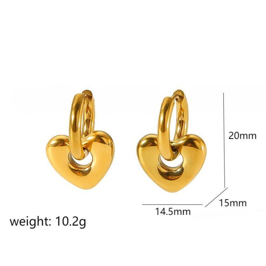 Trendy Gold Heart Flower Star Moon Drop Earrings Suitable For Fashionable Women Gold Love