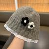 Knitted Flower Knitted Hat Lace Ruffle Toddler Fisherman Hat New Lace Ruffle Hat  Autumn Winter