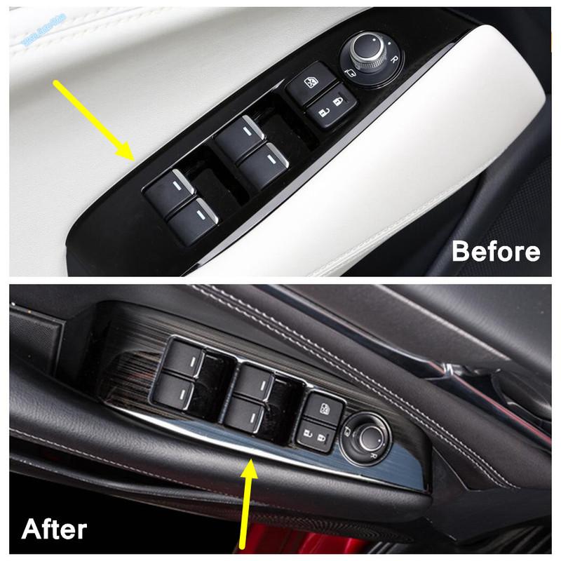 Black Brushed Window Lift Button / Door Handle Bowl / Gear Shift Box Decor Panel Cover Trim For Mazda 6  - 2024 Accessories
