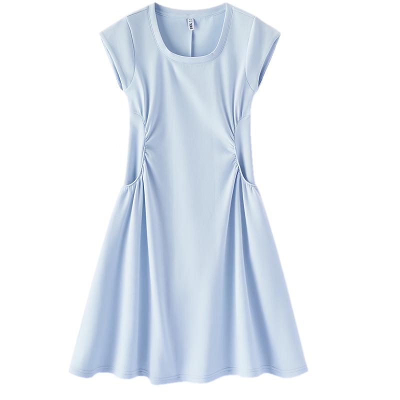 Semir Women's U-Neck Pleated Short Sleeve Dress