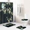 Chinese Antique Bronzing Night Flower Bathroom Floor Mat Shower Curtain Combination Floor Mat Support