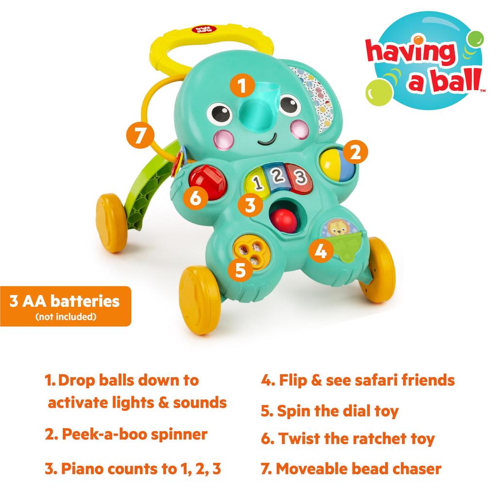 Bright Starts 2-in-1 Ball Play Walker for 6-Month-Olds, Baby Walker, Educational Toy, Model 12892
