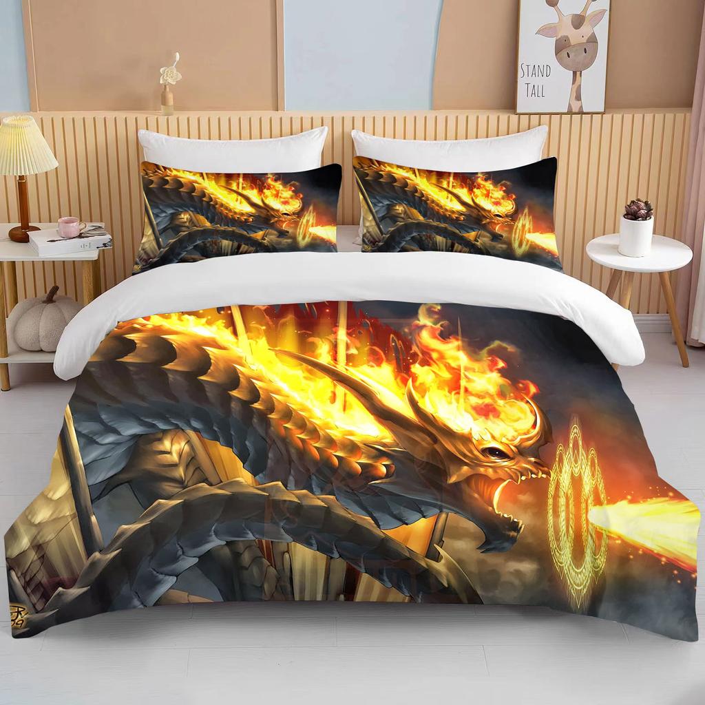Angry Firedragon Kids Duvet Cover Collection Uk Single Double King Us Twin Full Queen Anime With Bed Linen Bedding Set