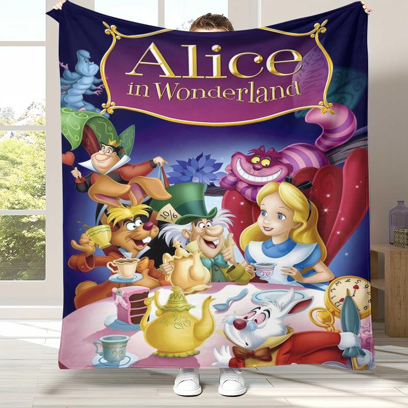 Alice im Wunderland Cartoon Cheshire Katze Flanelldecke, Ultraweiche Warme Plüschdecke für Zuhause Schlafzimmer Bett Sofa Abdeckung Kindergeschenk