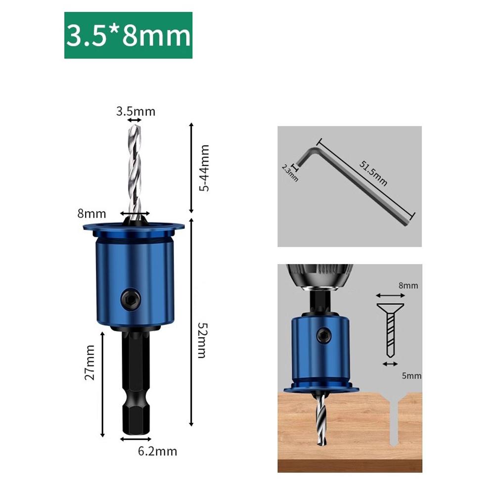 1pc 8mm Shank Drill Bit Core Limiter Countersink Drills Router Bit Woodworking Tool With Hexagon Wrench Woodworking Tools