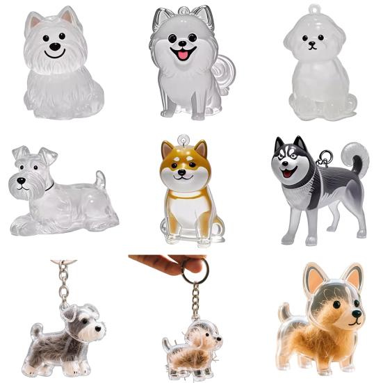 Psí klíčenka Personalizovaná památka na mazlíčka Průhledná akrylová skořápka Corgi Pomeranian Buldok Lehká klíčenka s plemenem psa