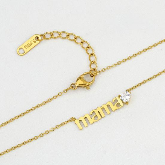 Mama Pendant Necklace Sparkling Cubic Zirconia Heart Necklace Women Elegant Necklace Mother's Day or Birthday Gift for Mom