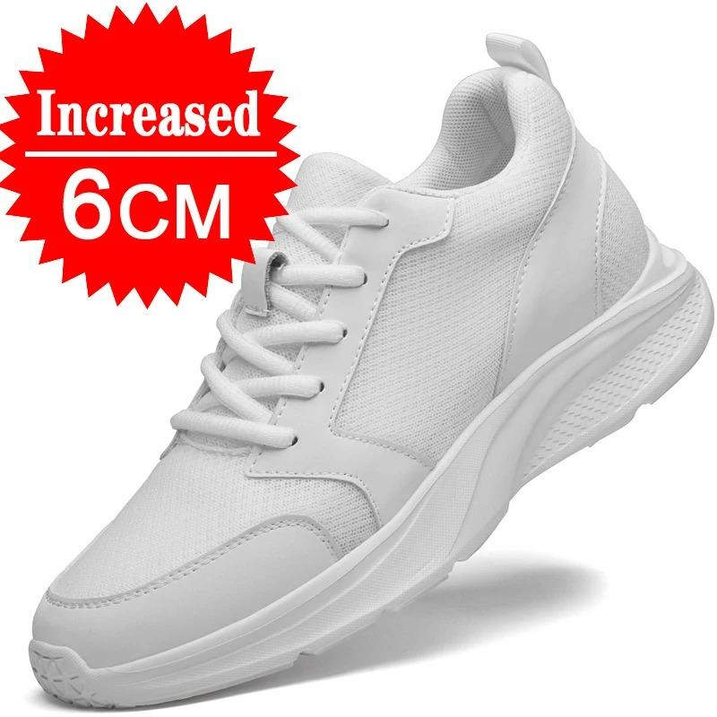 Scarpe da uomo con rialzo Sneakers per aumentare l'altezza Scarpe casual alla moda con lacci Scarpe bianche da esterno per rialzo interno 4-10 cm Scarpe da uomo