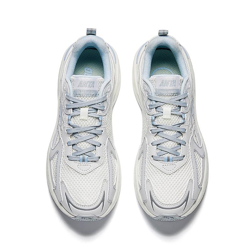 Anta Slip Resistant, Breathable, Lightweight Rebound Low Top Casual Running Shoes Women's White Gray Sneakers 922525597-1