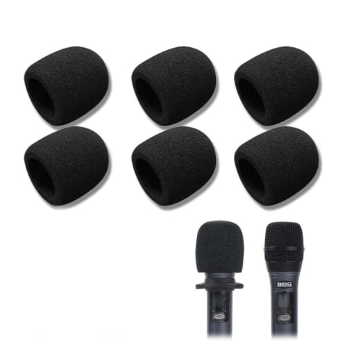 Lyyxjsltd Microphone Sponge Windscreen Cover, Reusable, Anti-Noise, Dustproof, 7.3*6*6cm Universal Type, Set of 6 (Black)