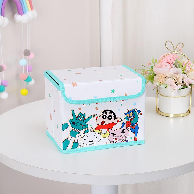 Cute Pajamas Crayon Shin Chan Shiro Striped Pattern Foldable Flip Storage Box For Office And Bedroom Storage