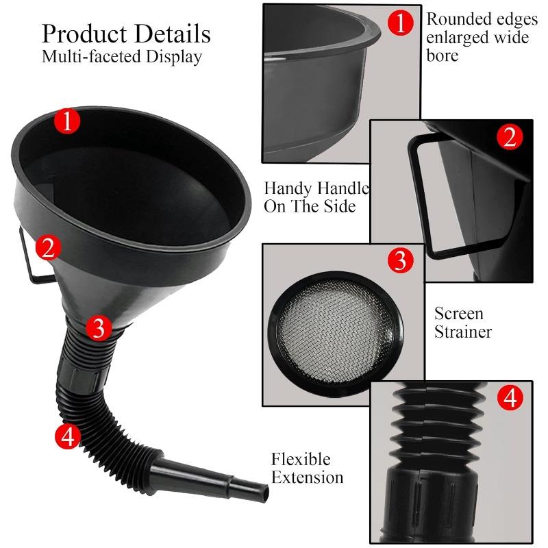 Wide Mouth Funnel with Handle Multi-Functional Large Plastic Automotive Funnels for Car and Motorcycles Engine Oil Liquid Diesel